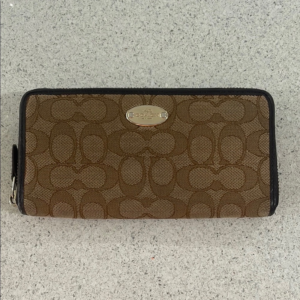Coach Tan and Brown Signature Wallet
